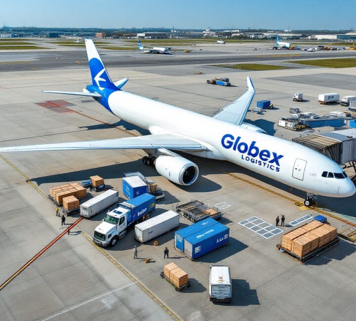 Cargo aircraft being loaded