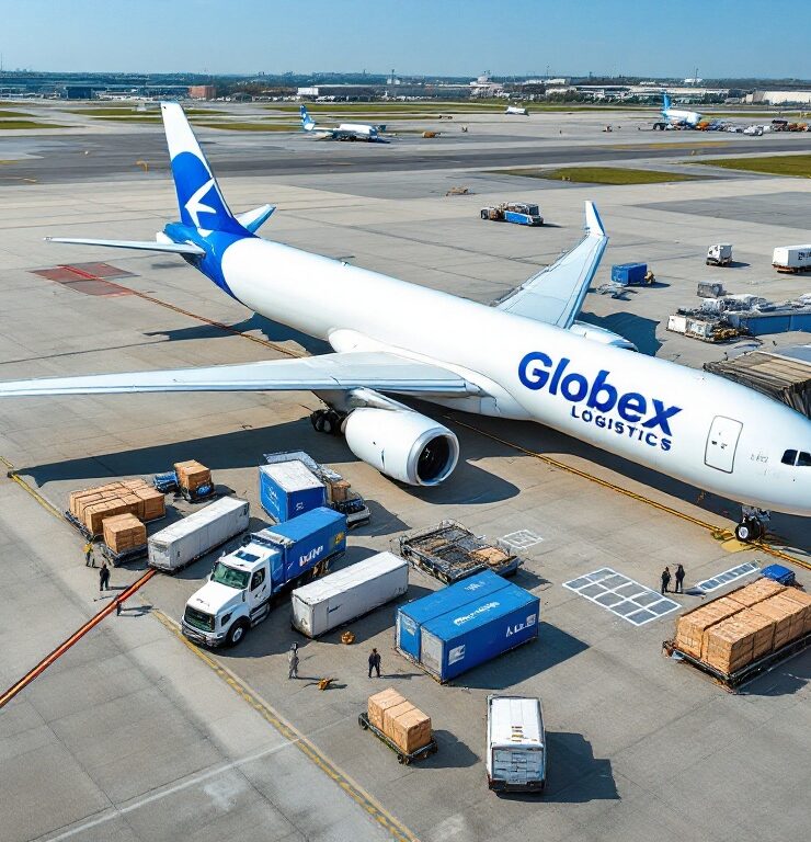 Cargo aircraft being loaded