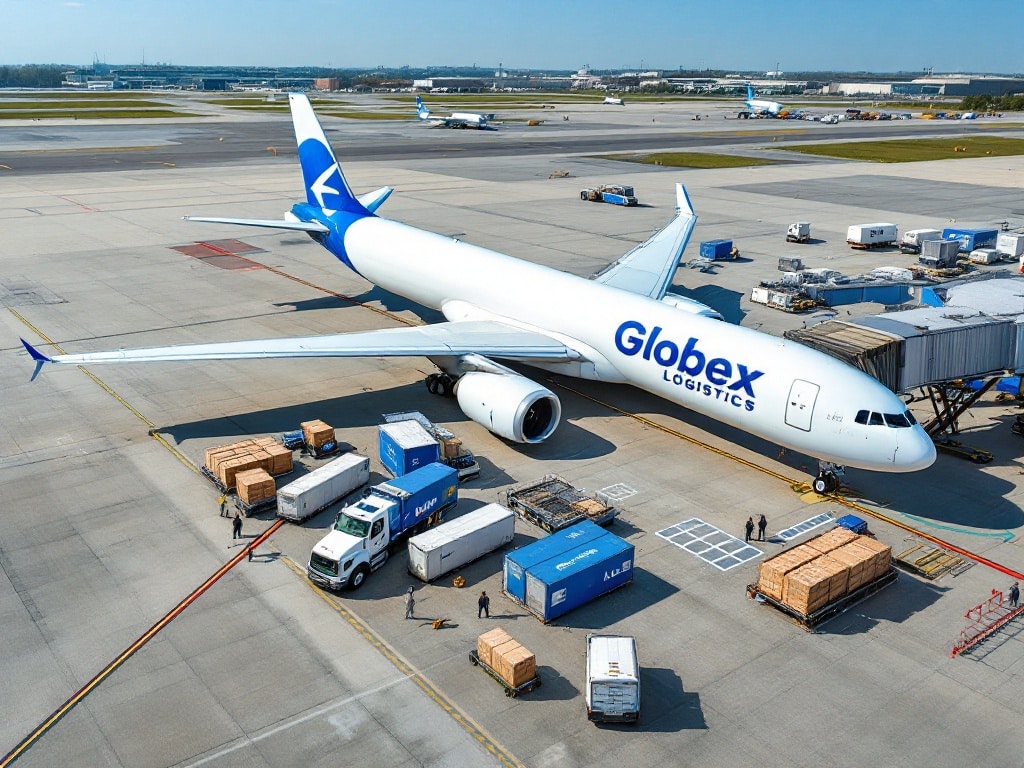 Cargo aircraft being loaded